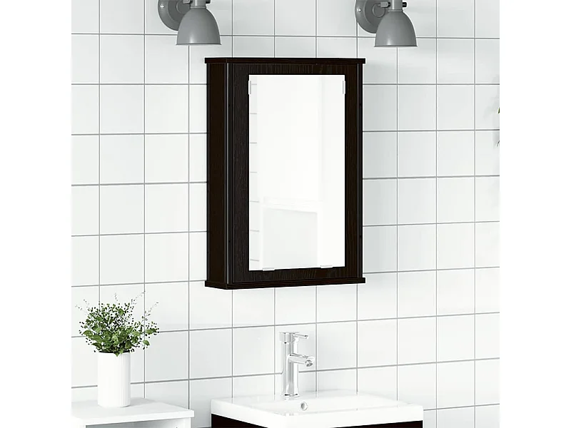 Armoire à miroir de salle de bain chêne noir bois ingénierie