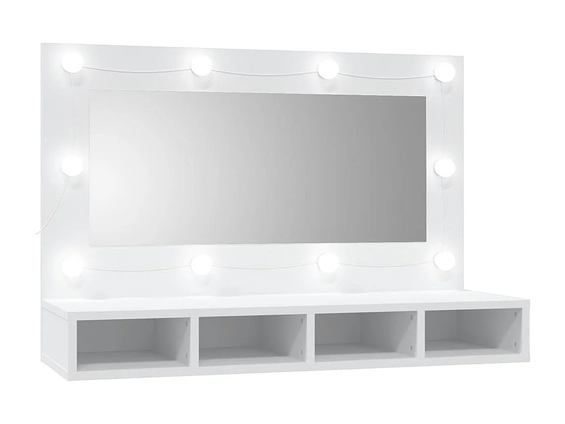 Armario con espejo y LED blanco 90x31,5x62 cm