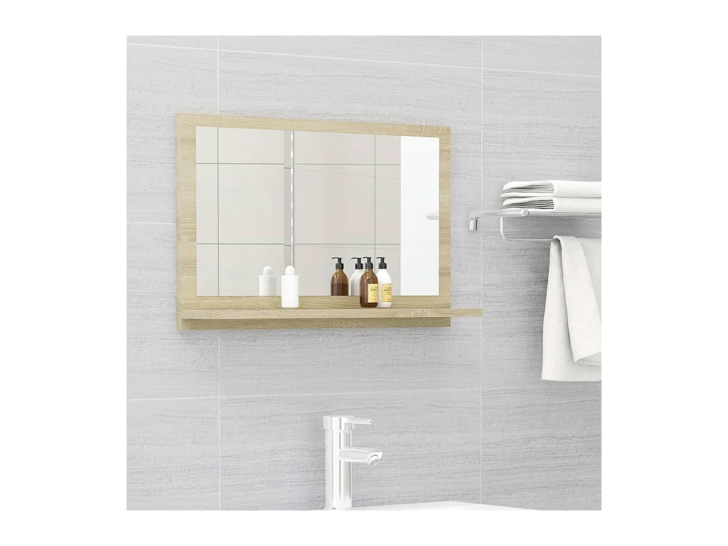 Specchio da bagno in rovere Sonoma 60x10,5x37 cm in legno composito