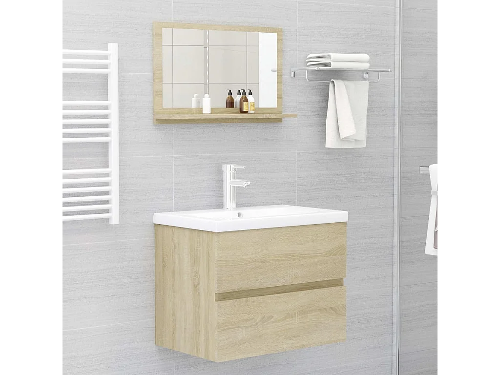 Specchio da bagno in rovere Sonoma 60x10,5x37 cm in legno composito