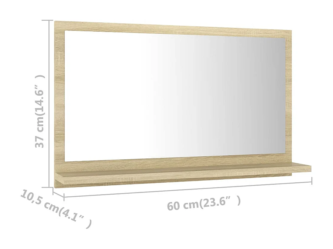 Specchio da bagno in rovere Sonoma 60x10,5x37 cm in legno composito
