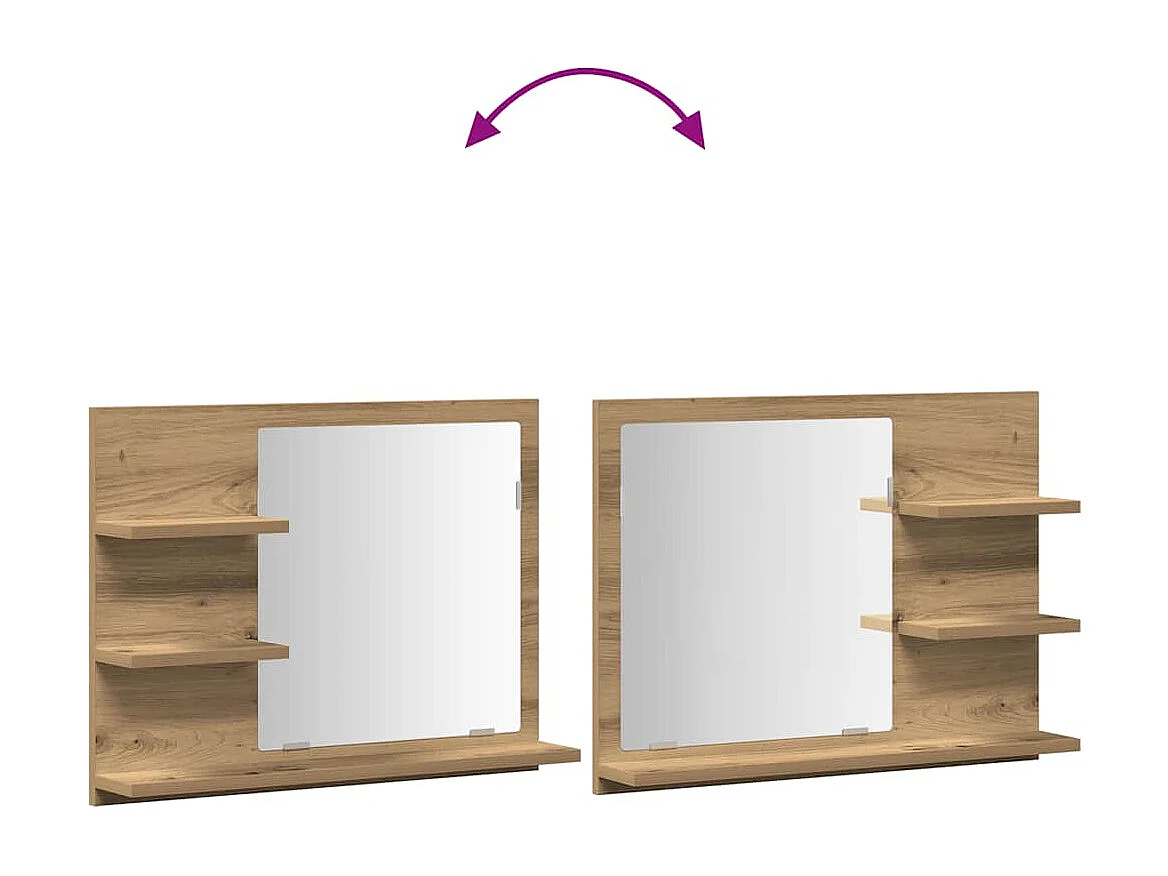 Armoire à miroir salle de bain chêne artisanal 60x10,5x45 cm