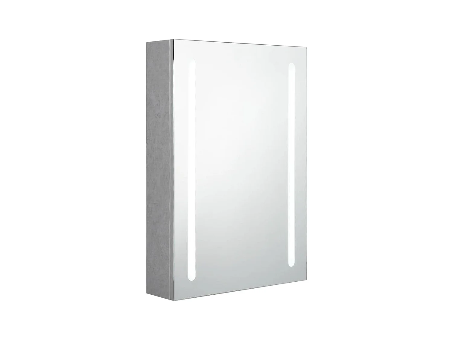Mobiletto da bagno con specchio LED grigio cemento 50x13x70 cm