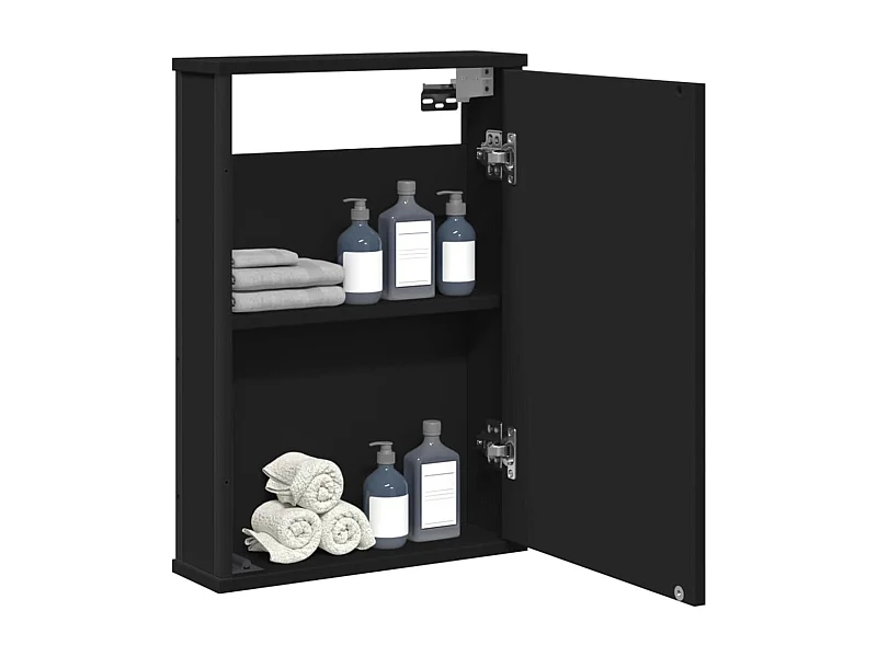 Mueble de baño con espejo de madera de ingeniería negra