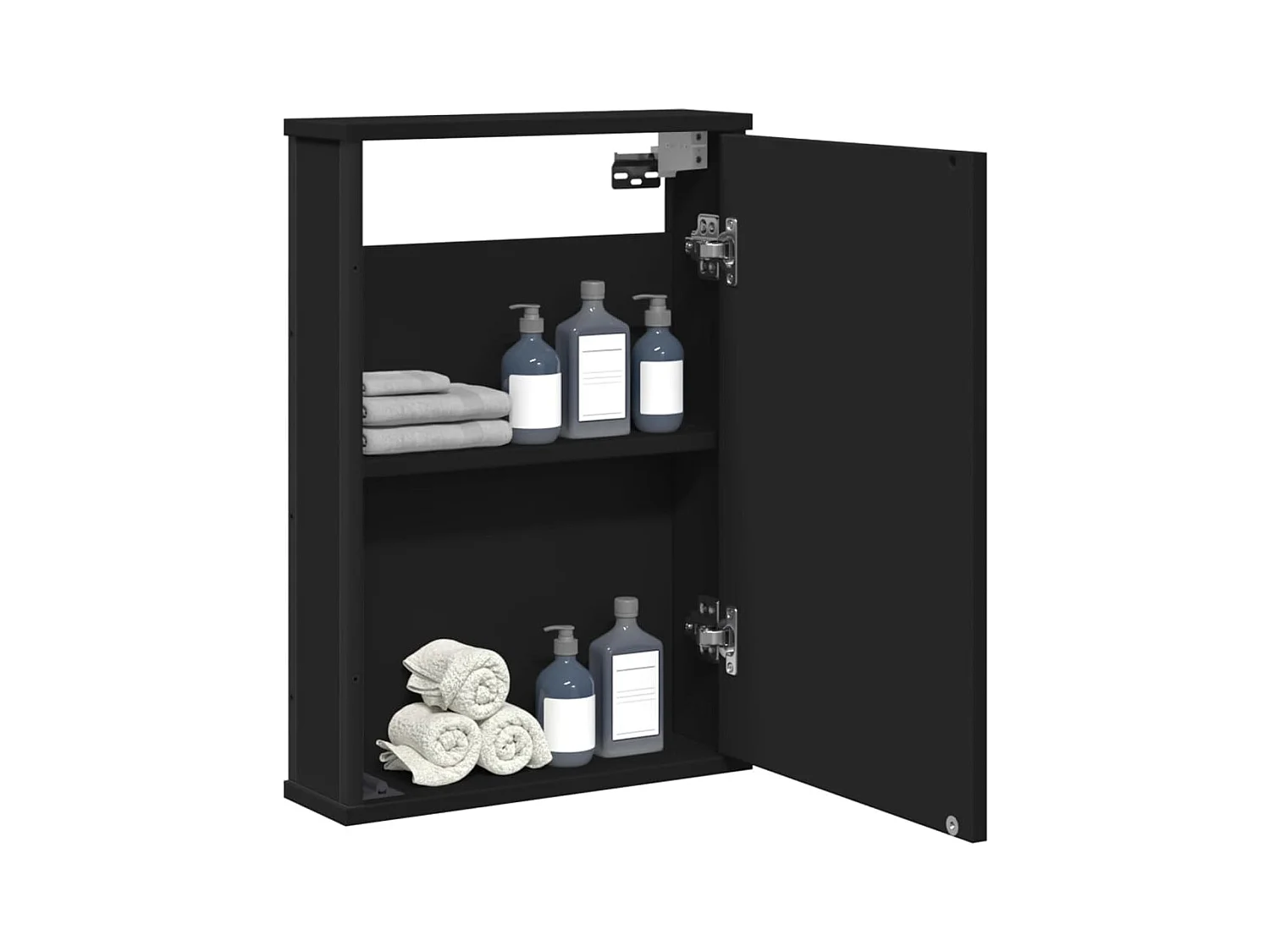 Armoire à miroir de salle de bain noir bois d'ingénierie