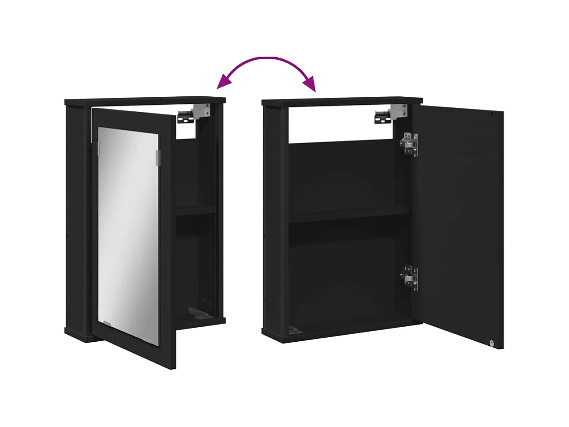 Armoire à miroir de salle de bain noir bois d'ingénierie