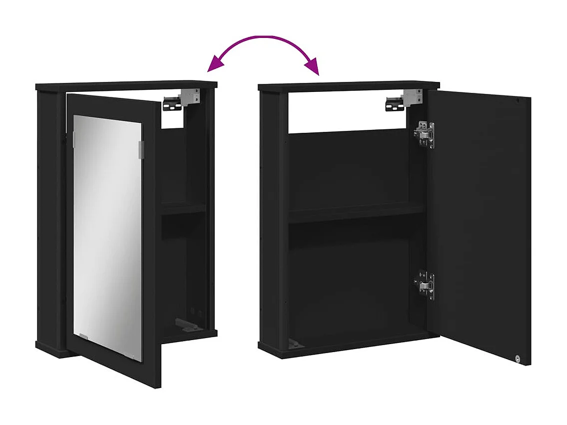 Armoire à miroir de salle de bain noir bois d'ingénierie