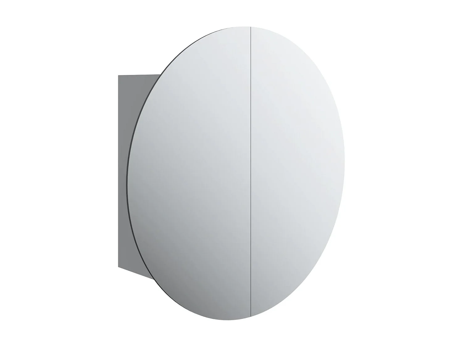 Mobiletto da bagno rotondo con specchio e luci LED, Grigio, 47x47x17,5 cm
