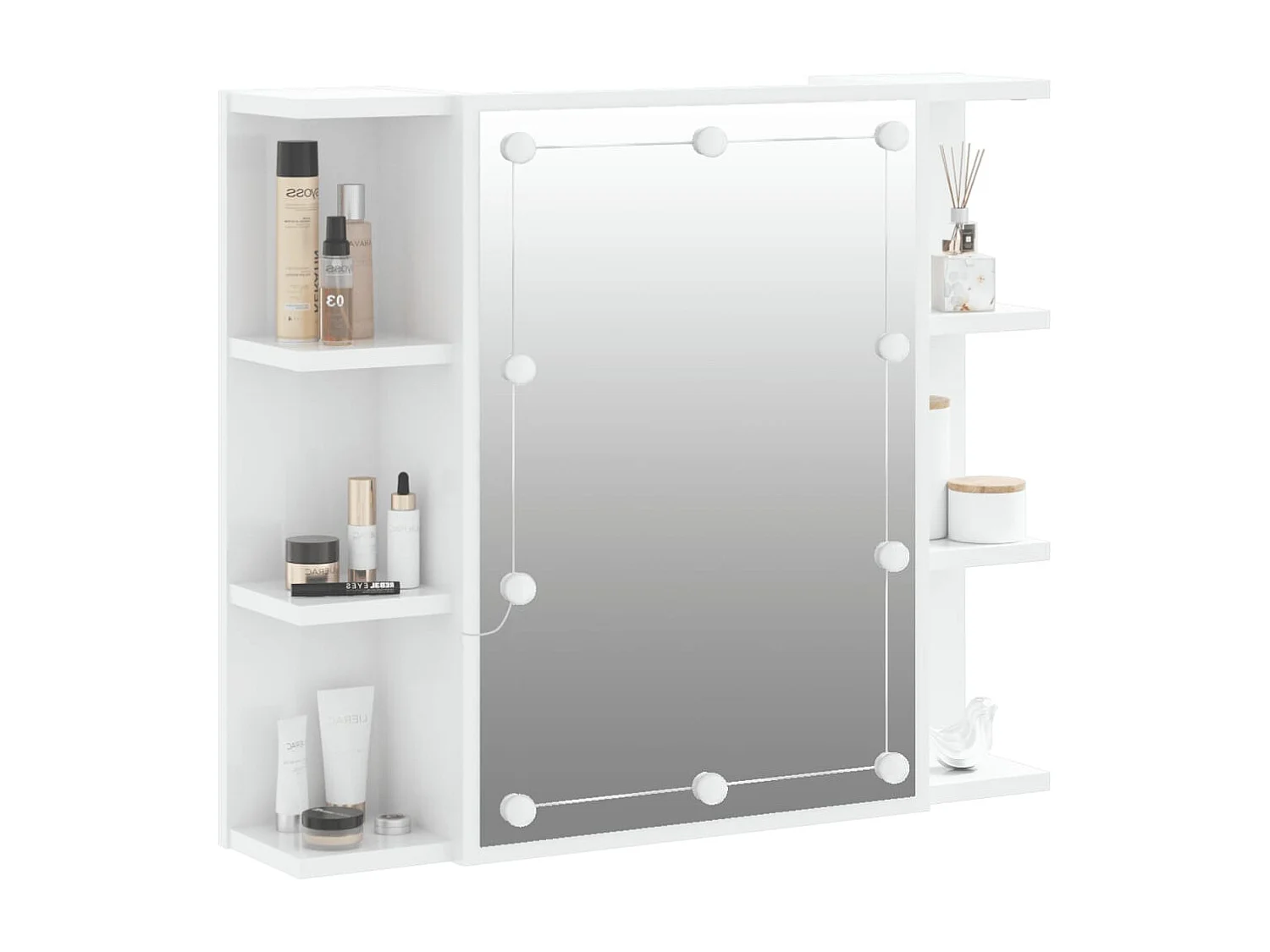 Specchio contenitore con LED Bianco lucido 70x16,5x60 cm