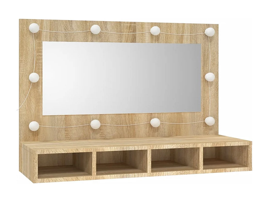 Armoire à miroir avec LED Chêne sonoma 90x31,5x62 cm