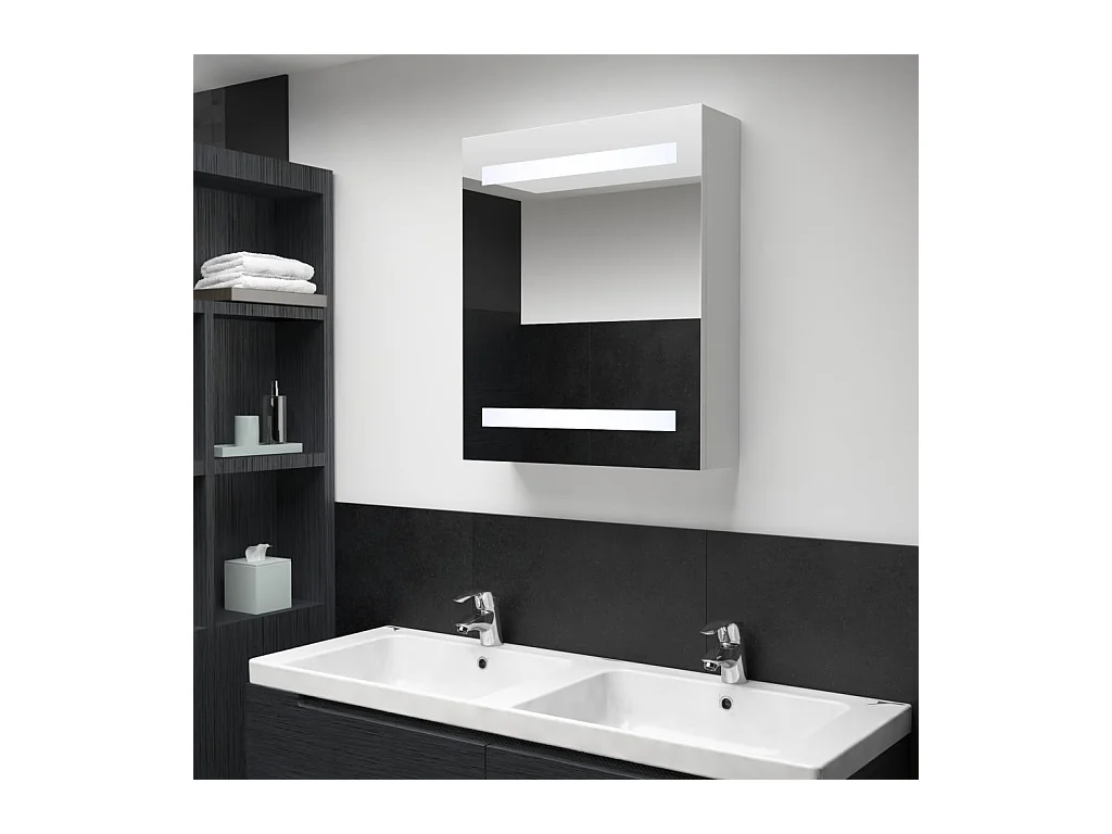 Mobiletto da bagno con specchio LED 50x13,5x60 cm