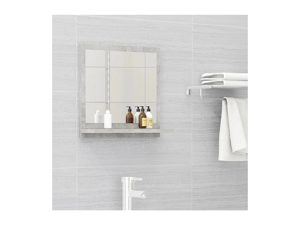 Specchio da bagno grigio cemento 40x10,5x37 cm in legno ingegnerizzato
