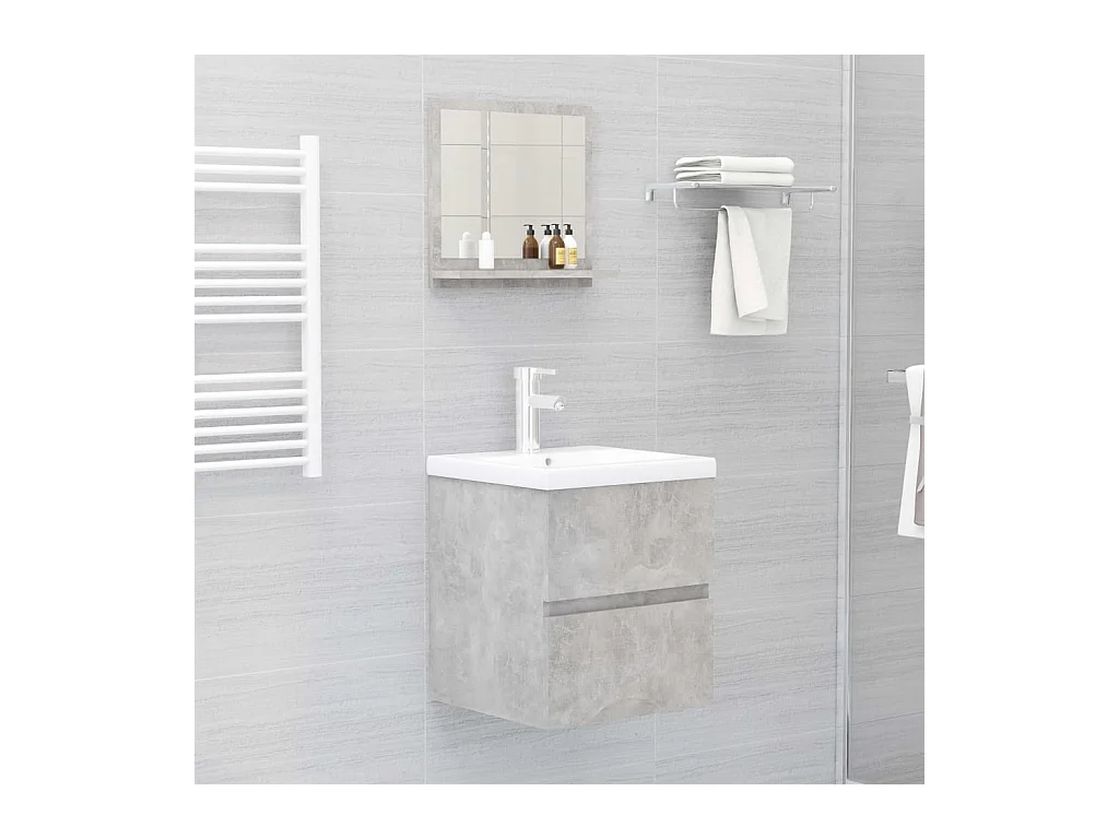 Specchio da bagno grigio cemento 40x10,5x37 cm in legno ingegnerizzato