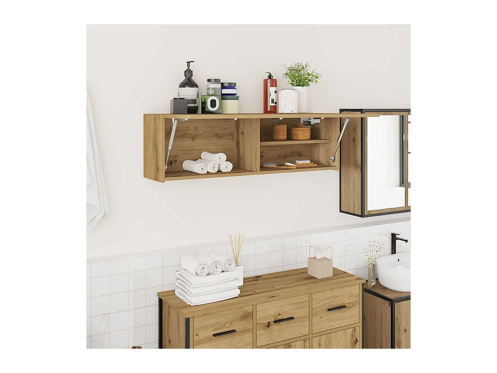 Armoire murale de bain chêne artisanal bois d'ingénierie