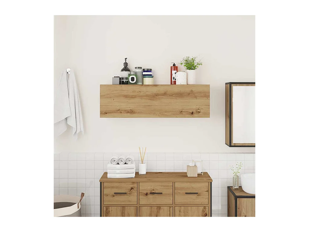 Armoire murale de bain chêne artisanal bois d'ingénierie