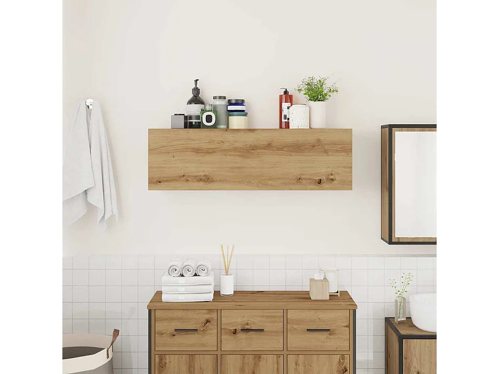 Armoire murale de bain chêne artisanal bois d'ingénierie