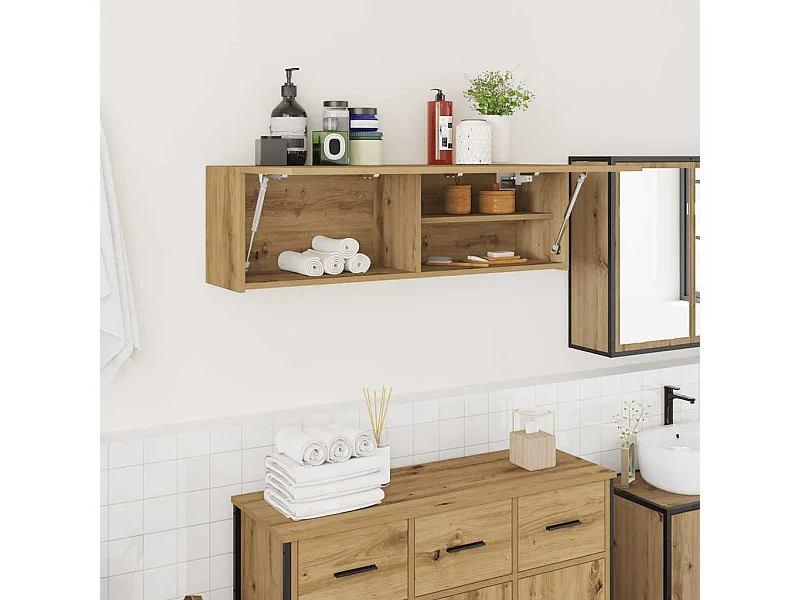 Armoire murale de bain chêne artisanal bois d'ingénierie