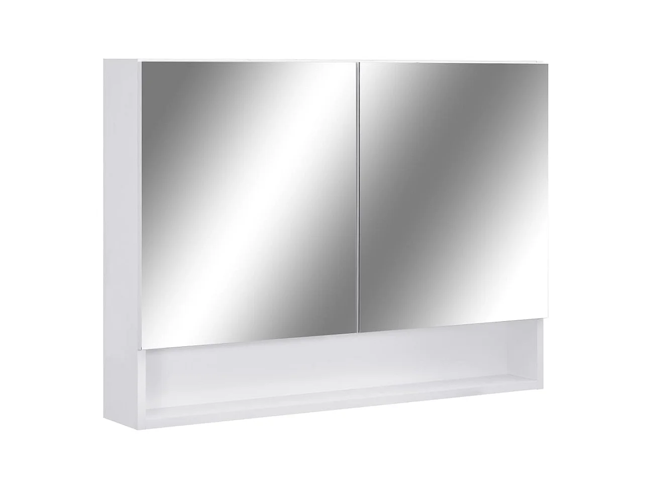 Mobiletto per bagno con specchio LED bianco 80x15x60 cm MDF