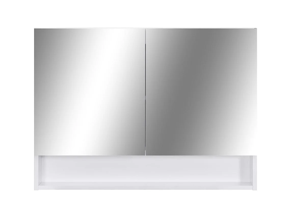 Mobiletto per bagno con specchio LED bianco 80x15x60 cm MDF