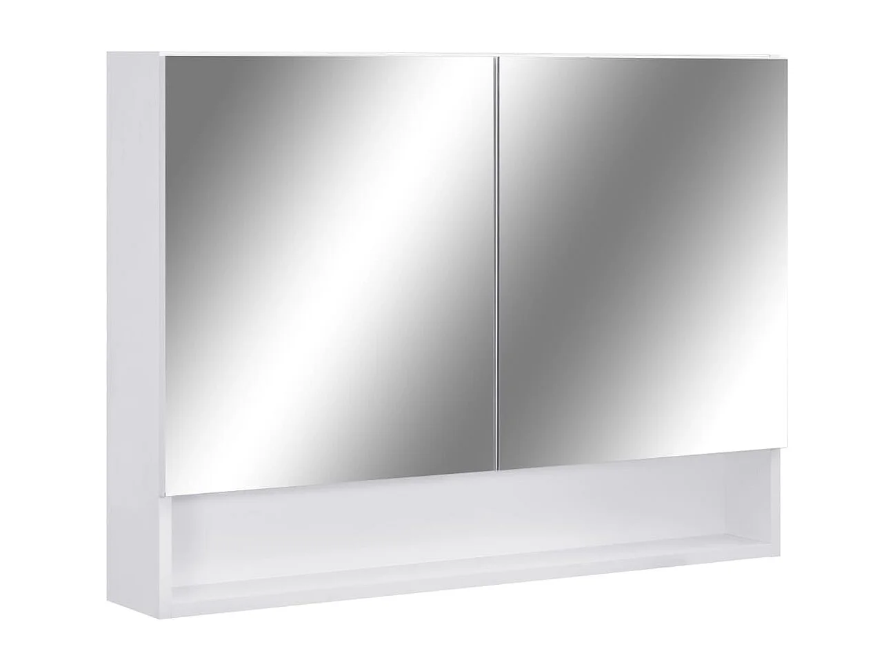 Mobiletto per bagno con specchio LED bianco 80x15x60 cm MDF