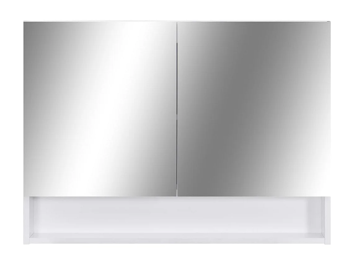 Mobiletto per bagno con specchio LED bianco 80x15x60 cm MDF