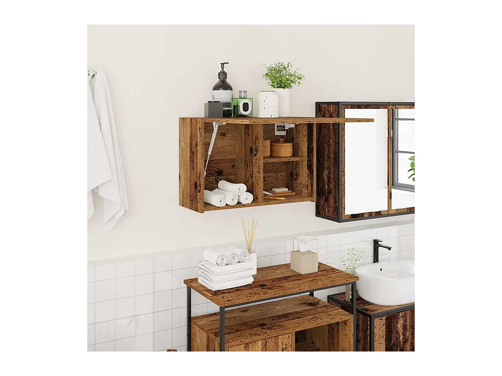 Armoire murale de bain vieux bois 60x25x40 cm bois d'ingénierie