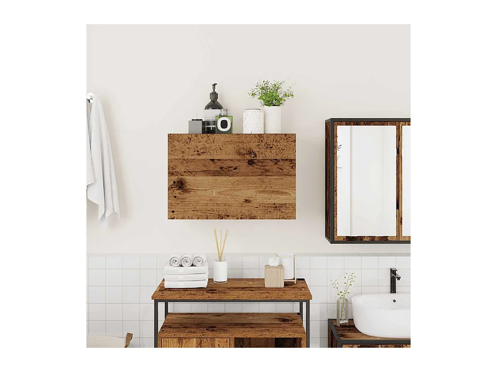 Armoire murale de bain vieux bois 60x25x40 cm bois d'ingénierie