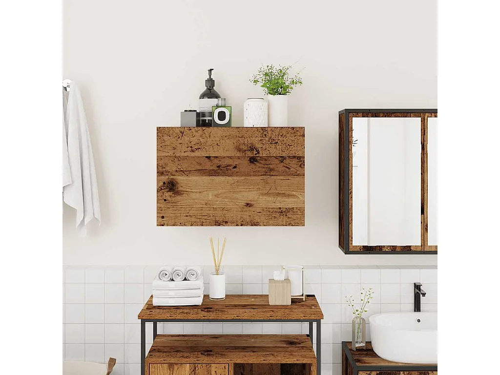 Armoire murale de bain vieux bois 60x25x40 cm bois d'ingénierie
