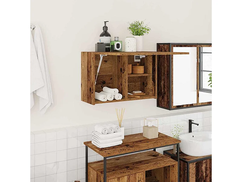 Armoire murale de bain vieux bois 60x25x40 cm bois d'ingénierie