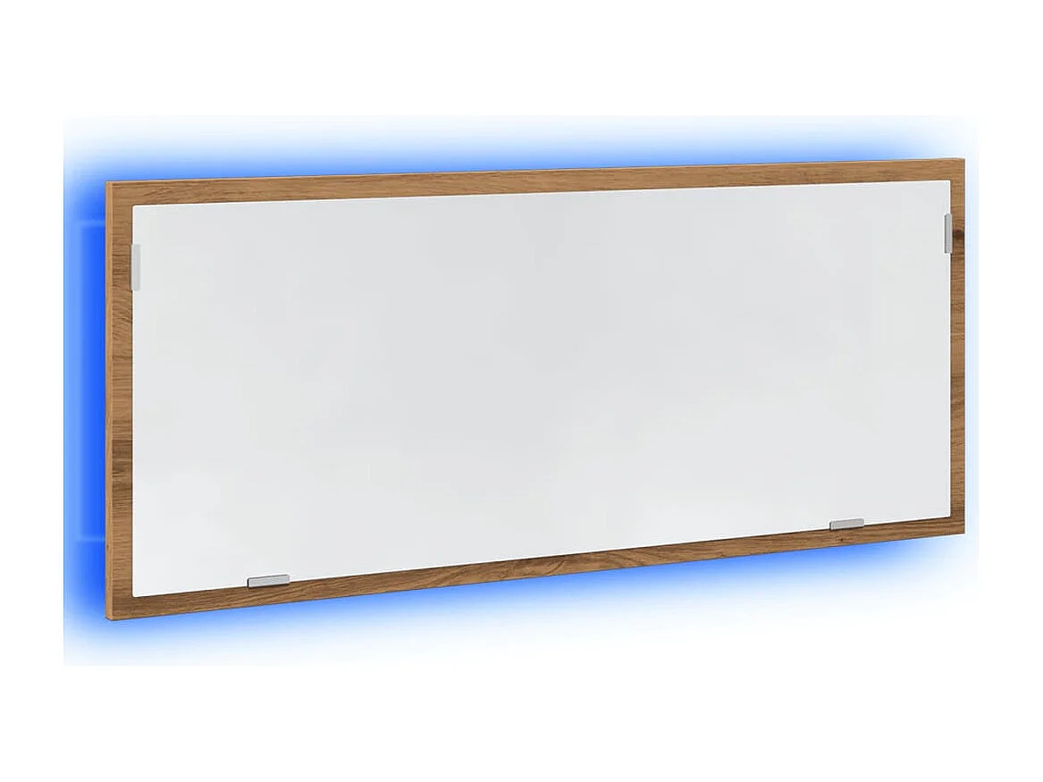 Specchio da bagno a LED in rovere lavorato a mano, in legno ingegnerizzato