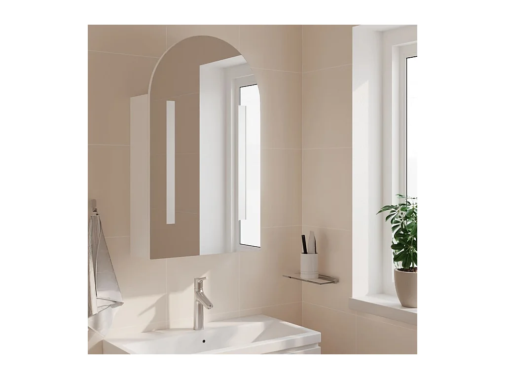 Mobile bagno con specchio e LED ad arco bianco 42x13x70 cm