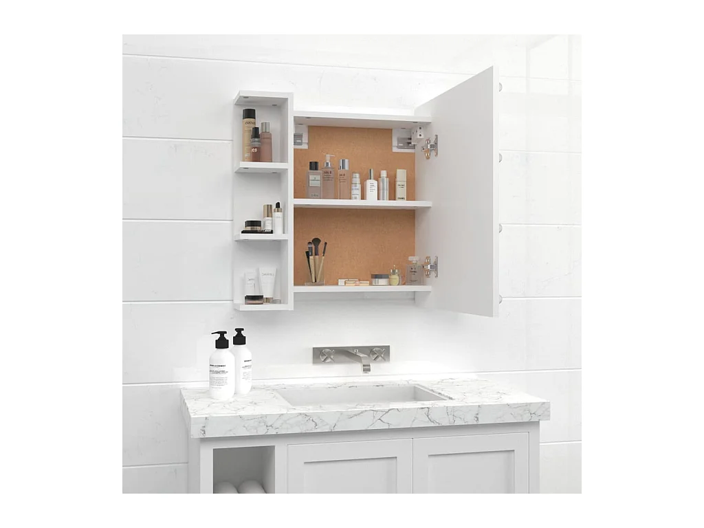 Armario espejo con LED Blanco 70x16,5x60 cm