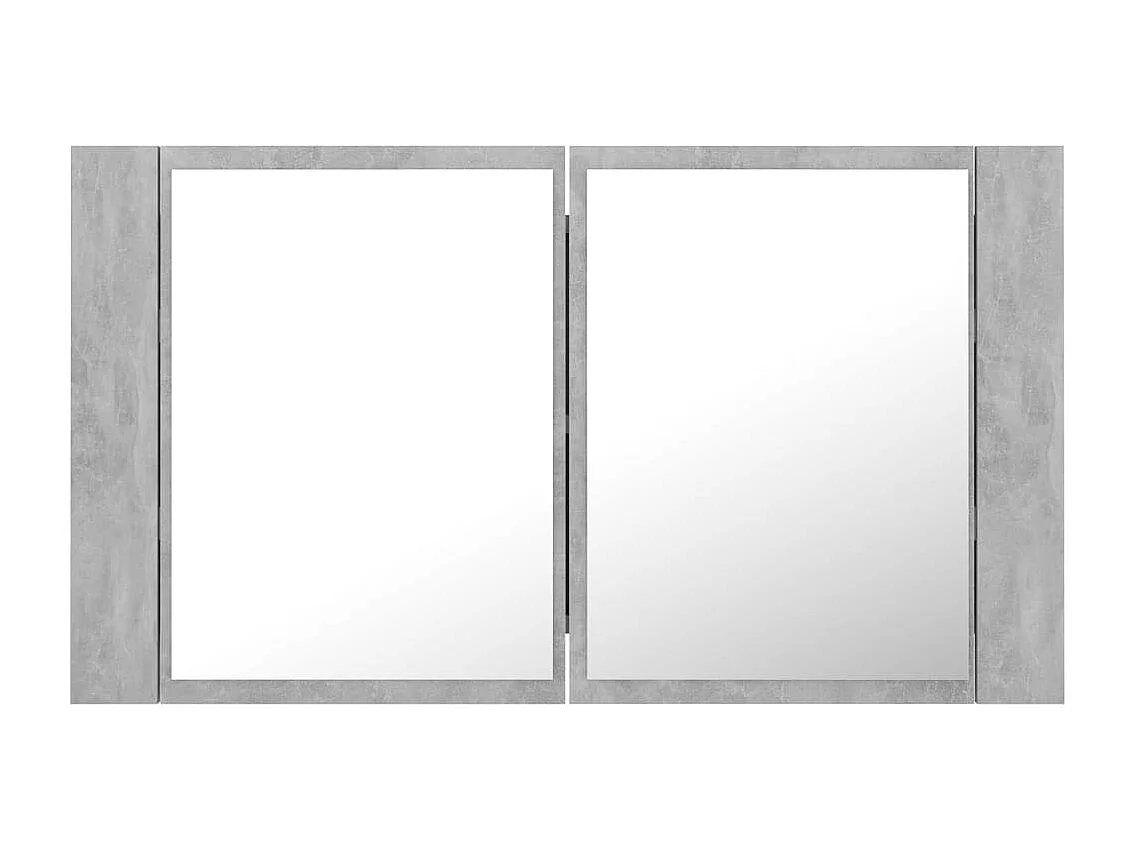 Mobiletto da bagno con specchio LED in acrilico grigio cemento