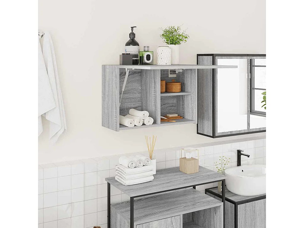 Armoire murale de bain sonoma gris 60x25x40cm bois d'ingénierie