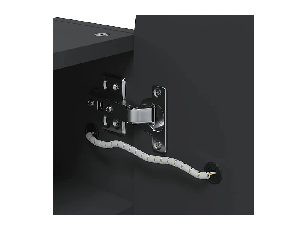 Armoire de bain à miroir avec LED arquée noir 42x13x70 cm