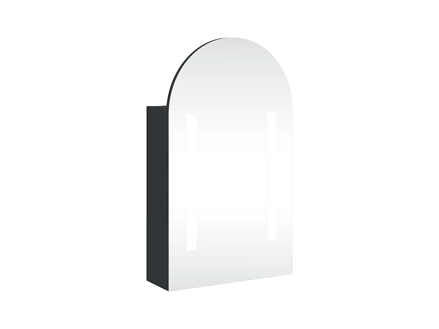 Armoire de bain à miroir avec LED arquée noir 42x13x70 cm