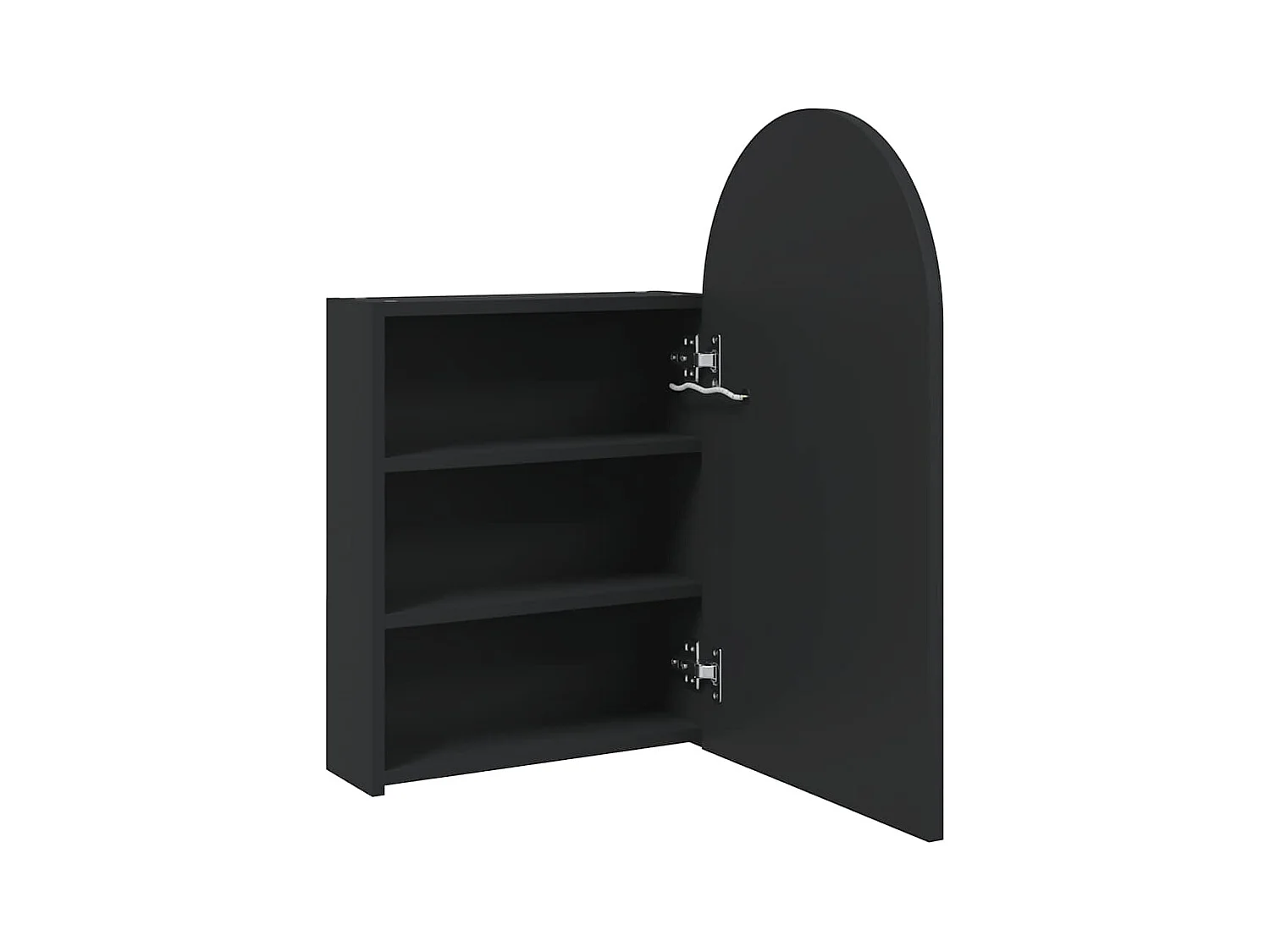 Armoire de bain à miroir avec LED arquée noir 42x13x70 cm