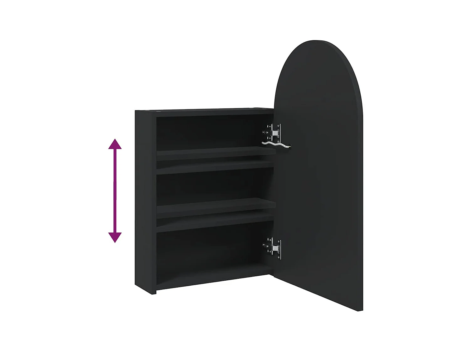 Armoire de bain à miroir avec LED arquée noir 42x13x70 cm