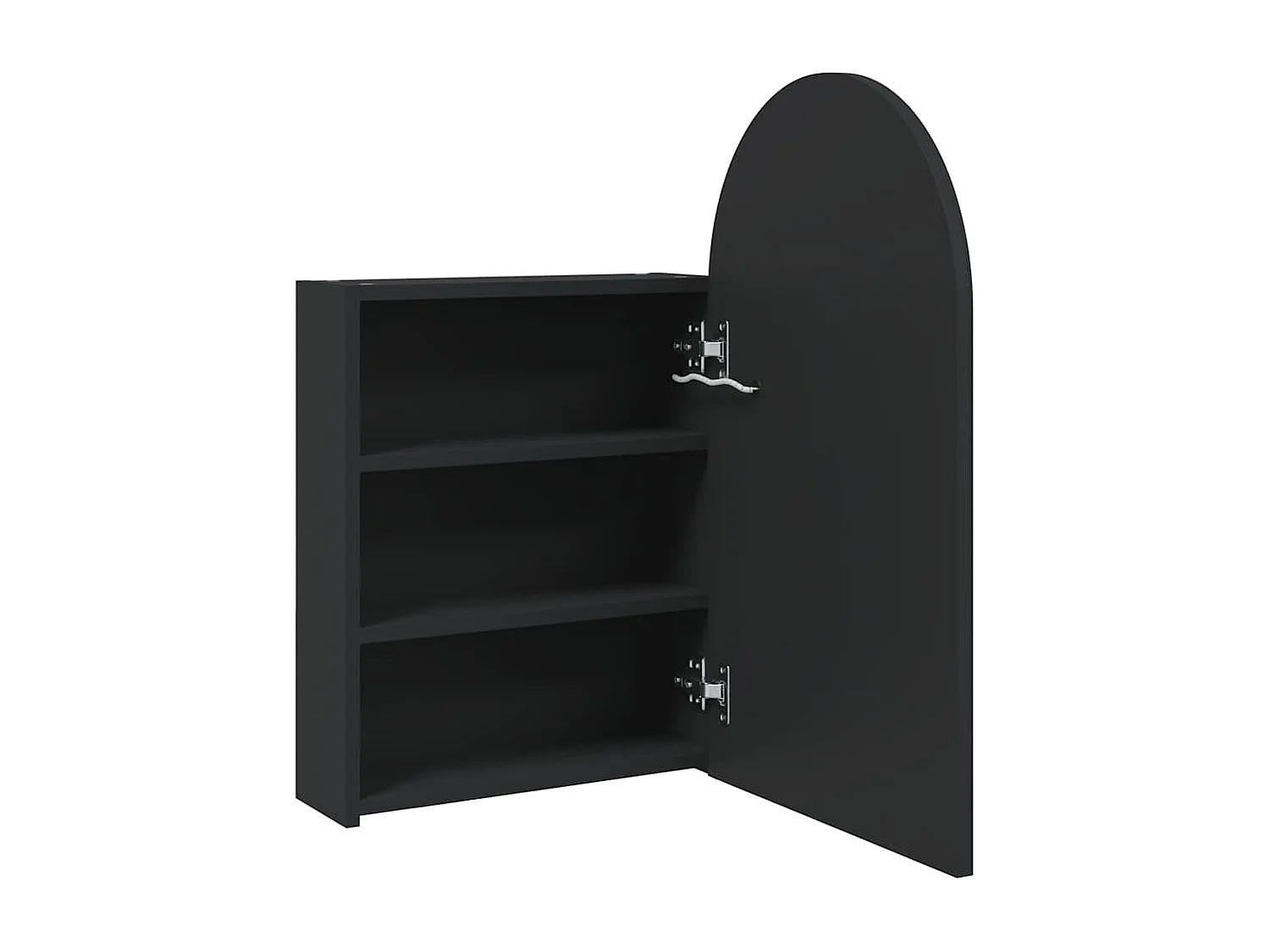 Mueble de baño con espejo y LED arqueado negro 42x13x70 cm