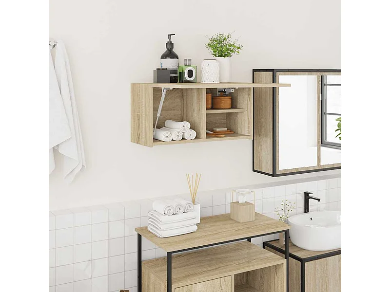 Sonoma eiken badkamer wandkast 60x25x30 cm bewerkt hout