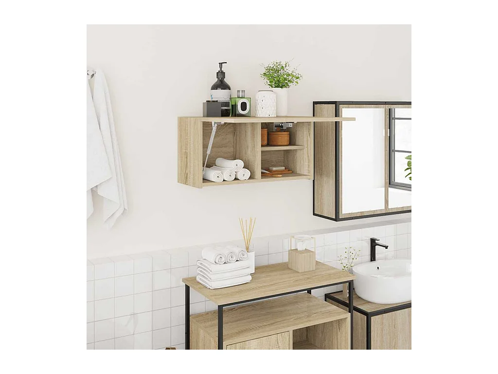 Armoire murale de bain chêne sonoma 60x25x30 cm bois ingénierie