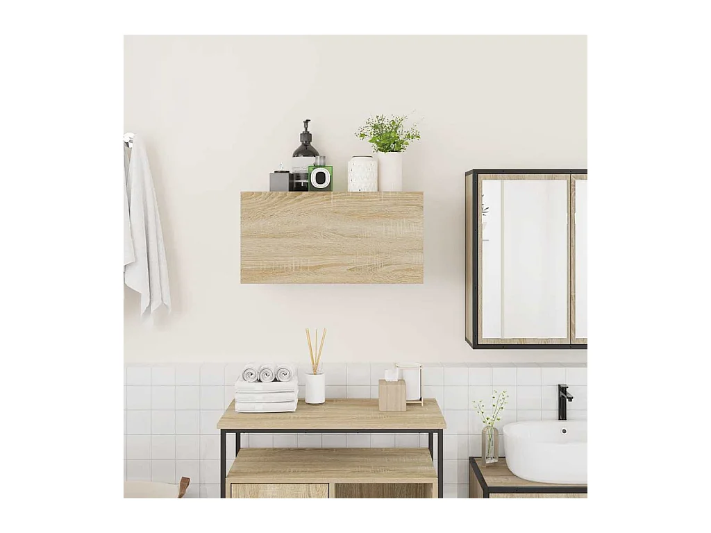 Armoire murale de bain chêne sonoma 60x25x30 cm bois ingénierie