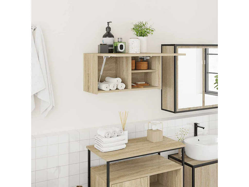 Armoire murale de bain chêne sonoma 60x25x30 cm bois ingénierie