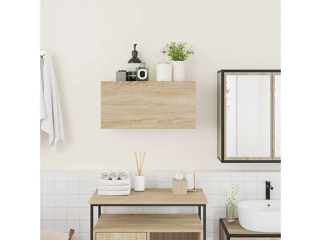 Armoire murale de bain chêne sonoma 60x25x30 cm bois ingénierie