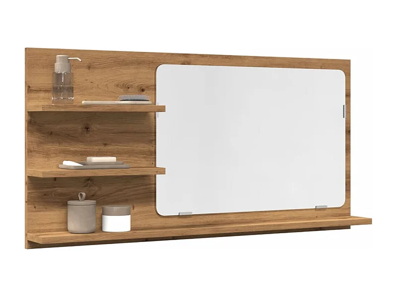 Mueble de baño con espejo fabricado artesanalmente en roble 90x11x45 cm