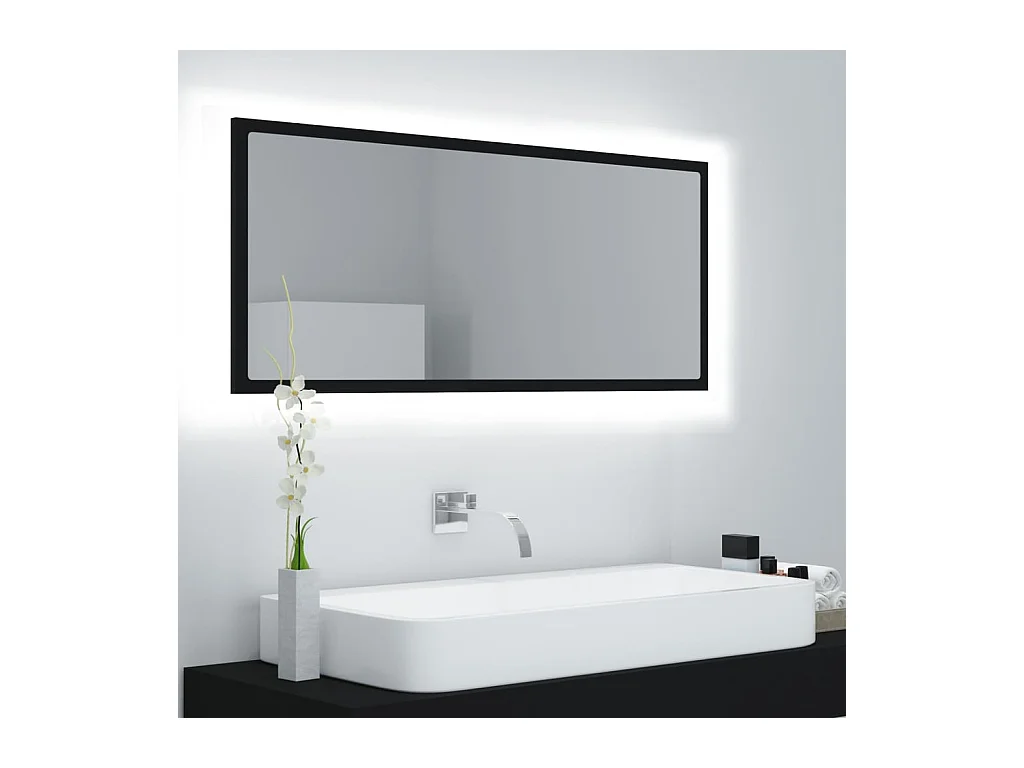 Espejo de baño LED negro 100x8,5x37 cm Acrílico