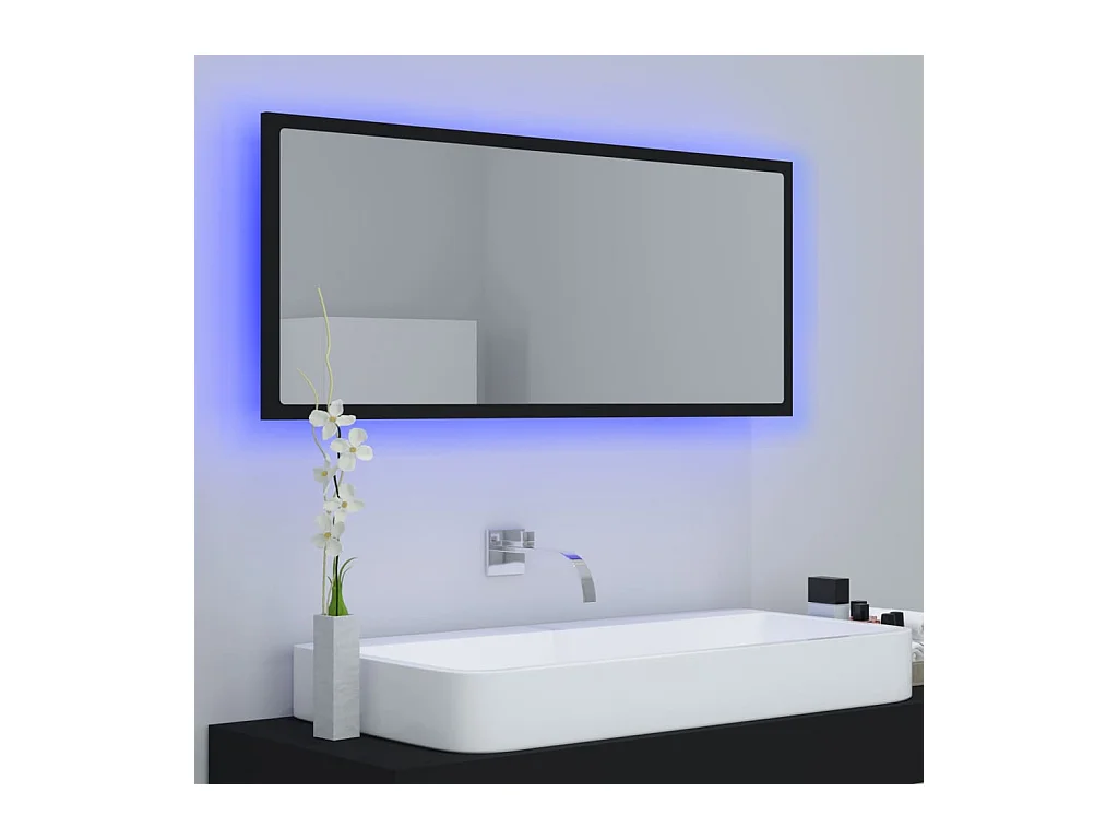 Espejo de baño LED negro 100x8,5x37 cm Acrílico
