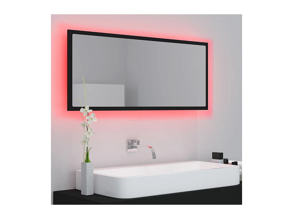 Espejo de baño LED negro 100x8,5x37 cm Acrílico