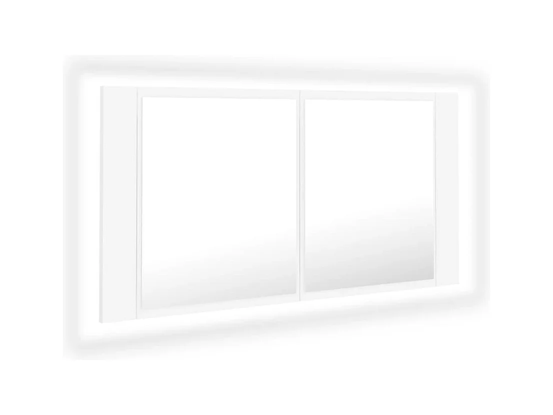Mobiletto da bagno con specchio LED bianco 90x12x45 cm in acrilico