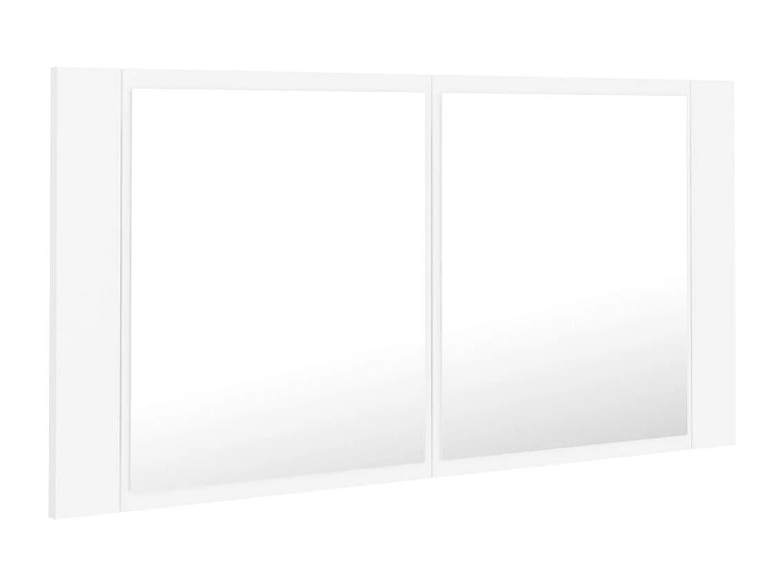 Mobiletto da bagno con specchio LED bianco 90x12x45 cm in acrilico